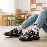 Dievčenské barefoot tenisky KORO BLACK UNI Protetika jednorožce čierne