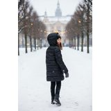 Lányok Puffa nylon kabát mikrofleece béléssel, Minoti, 12COAT 2, fekete