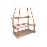 Masivní dřevěná houpačka s ohrádkou a silnými lany na zahradu