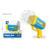 Automatická bublifuková pistole v akci s barevnými světelnými efekty