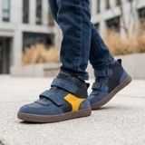 Chlapčenské celoročné kožené členkové barefoot topánky LOOP HIGH-TOPS DARK BLUE Froddo G2110157