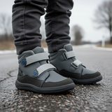 Detská celoročná barefoot obuv Bugga NUVA Dark Grey B00198-09