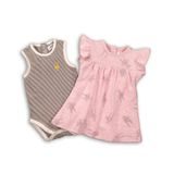 Set pentru fetițe cu rochiță și body, Minoti, CROWN 4, roz 