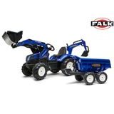 New Holland T8 pedálos traktor rakodóval, kotróval és maxi traktorral, Falk, W012723 