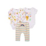 Set pentru bebeluși - body 2 piese și pantaloni de trening, Minoti, Smiling 5, alb