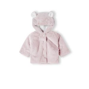 Kabátek kojenecký chlupatý s podšívkou, Minoti, babyprem 29, růžová 