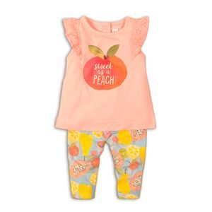 Set pentru sugari, pentru fetițe cu pantaloni și tricou, Minoti, Fruits 4, roz