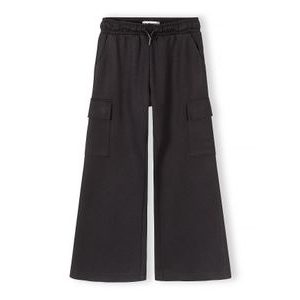 Pantaloni de trening pentru fete, largi, cargo, cu talie elastică și șnur de strângere Minoti 30SCUBA157, negri