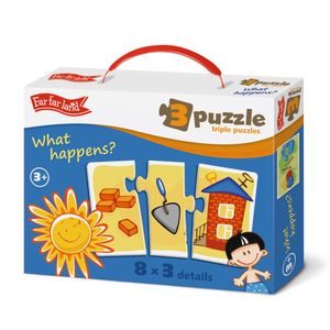 Krabice s naučným puzzle Far Far Land Činnosti trojice se 24 dílky