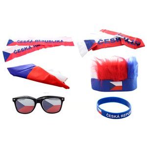 Fandící set Česká republika s čelenkou