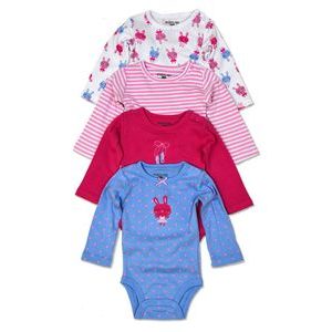body kojenecké 4pack, s dlouhým rukávem, Pidilidi, PD1003, holka