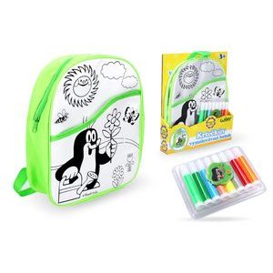 Rucsac de colorat cârtiță carte de colorat verde 30 cm + 8 markere, WIKY, W006177