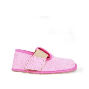 Papuci Barefoot pentru fete Pegres, BF01 textil, roz