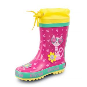 dívčí holínky gumové - potisk KOČKA, Pidilidi, PL0095-03, růžová