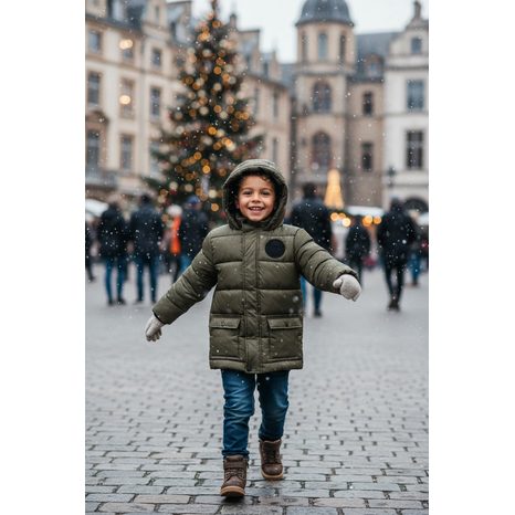 PALTON DIN NAILON PENTRU BĂIEȚI PUFFA, MINOTI, 11COAT 10, KAKI