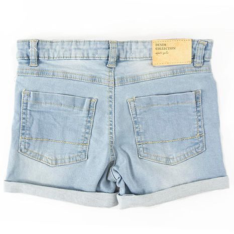 PANTALONI SCURȚI DIN DENIM CU ELASTIC PENTRU FETE, MINOTI, KG DSHORT 7, ALBASTRU
