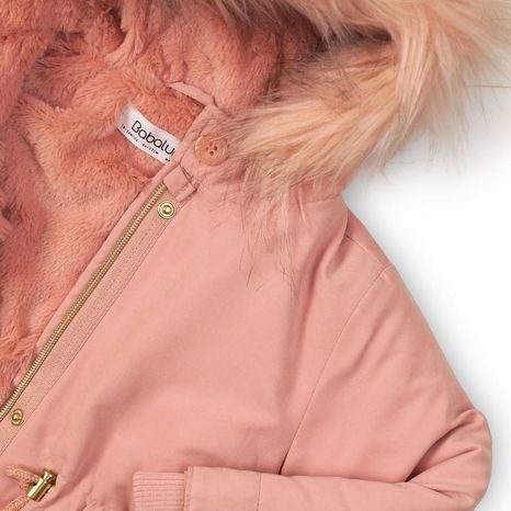 KABÁT DÍVČÍ PARKA PODŠITÝ CHLUPEM, MINOTI, SWAN 10, RŮŽOVÁ