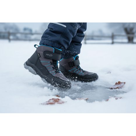 CHLAPECKÉ ZIMNÍ BOTY JUPITER BLACK/TURQUOISE GORE-TEX, SUPERFIT, 1-000055-0000