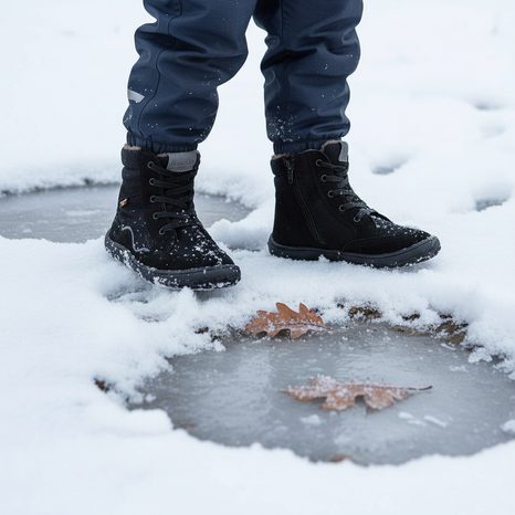 DĚTSKÉ ZIMNÍ BAREFOOT BOTY TEX WOOL GROW BLACK, FRODDO, G3160234-4, ČERNÁ