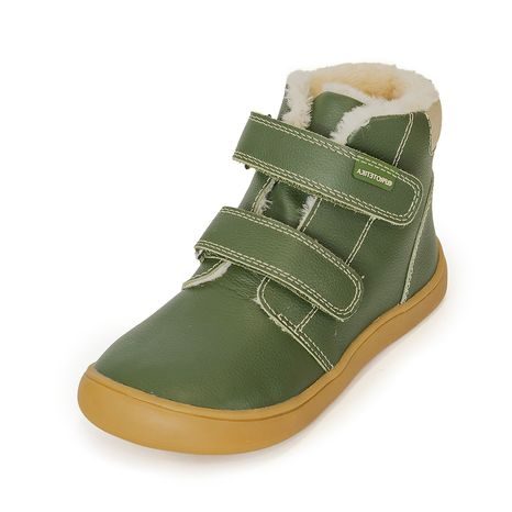 CHLAPECKÉ ZIMNÍ BOTY BAREFOOT DENY KHAKI, PROTETIKA, ZELENÁ