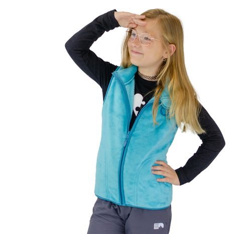 VESTA DĚTSKÁ CHLUPATÁ SE STOJÁČKEM, PIDILIDI, PD1140-15, TYRKYSOVÁ