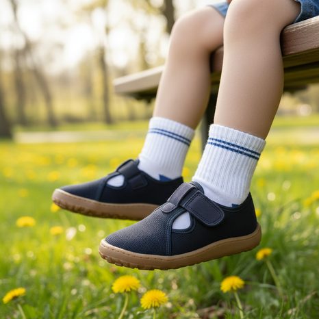 FIÚ VÁSZON BAREFOOT VÁLTÓCIPŐ CANVAS T-BAR DARK BLUE FRODDO G1700439