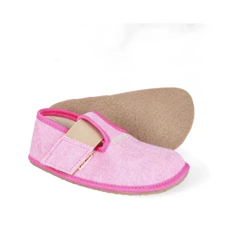 BAREFOOT DÍVČÍ PŘEZŮVKY PEGRES, BF01 TEXTIL, RŮŽOVÁ
