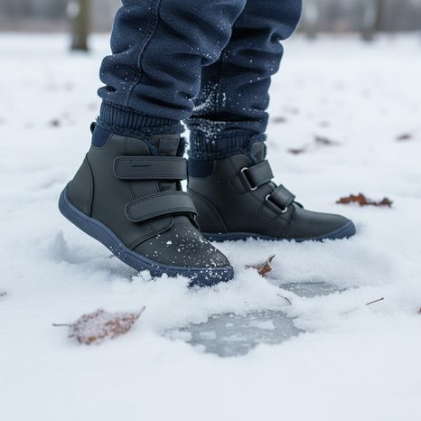 CHLAPECKÉ ZIMNÍ BOTY BAREFOOT DENY BLACK, PROTETIKA, ČERNÁ