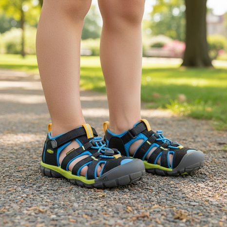 DĚTSKÉ SANDÁLY SEACAMP II CNX, BLACK/BRILLIANT BLUE, KEEN, 1022984/1022969, ČERNÁ