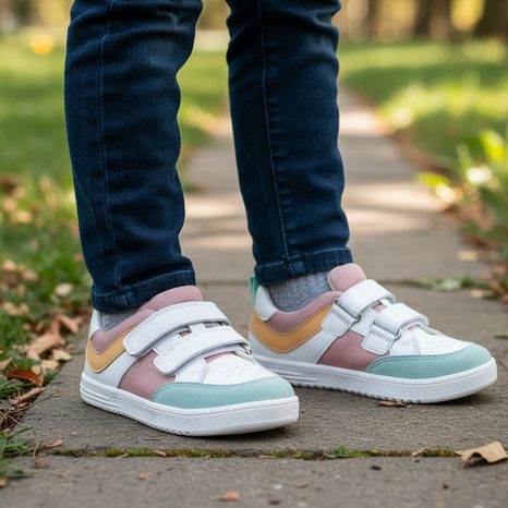 DÍVČÍ BAREFOOT TEXTILNÍ TENISKY LOOP WHITE/PINK FRODDO G3130282-4