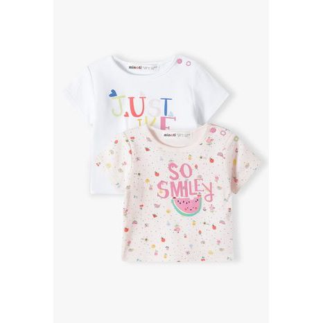 Tricou cu mânecă scurtă pentru copii 2pack, Minoti, TULIP 2, Fetiță