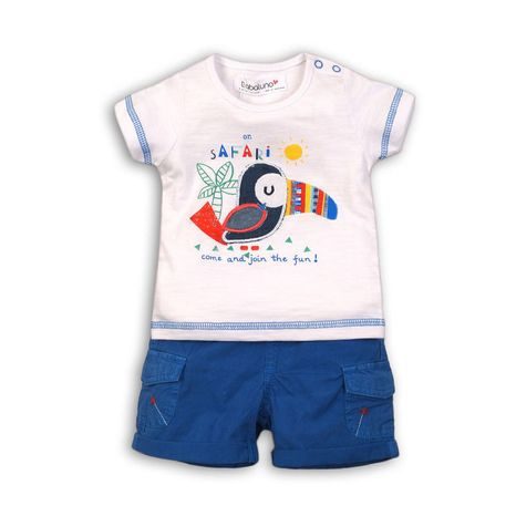 Set pentru băieți, pantaloni scurți și tricou, Minoti, safari 6, albastru