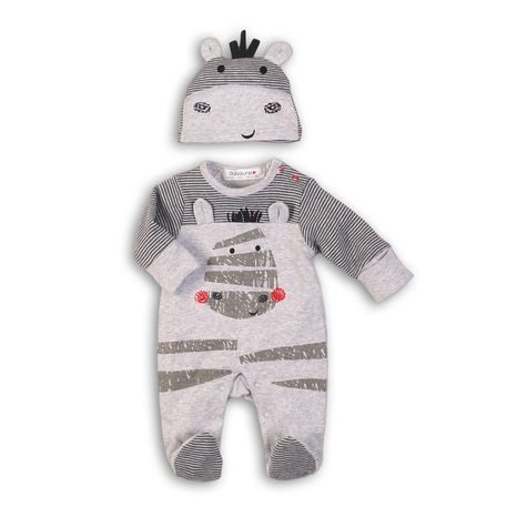 OVERAL KOJENECKÝ BAVLNĚNÝ S ČEPIČKOU, MINOTI, ZEBRA 2, ŠEDÁ