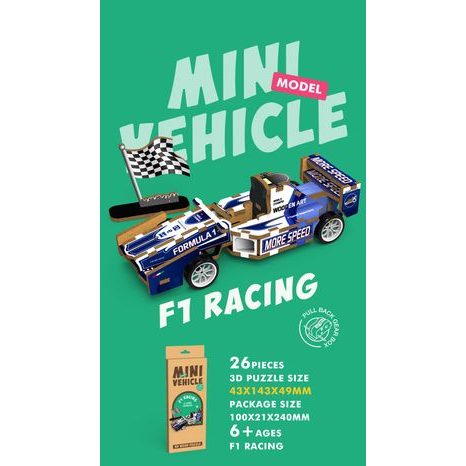 3D PUZZLE DŘEVĚNÉ - FORMULE 14 CM, WIKY KREATIVITA, W035429