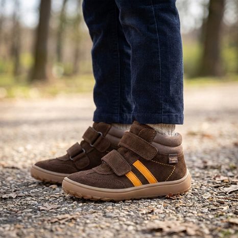 GYEREK EGÉSZ ÉVES BOKASZÁRÚ BAREFOOT CIPŐ F-MOTION TEX DARK BROWN FRODDO G3110285-3