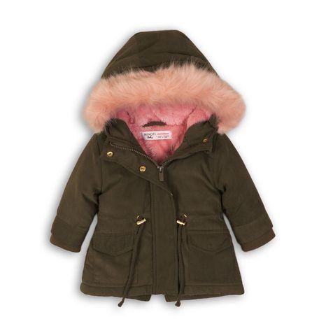 Kabát dievčenský zimné Parka podšitá chlpom, Minoti, DEER 6, khaki