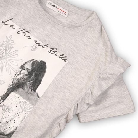 DIEVČENSKÉ TRIČKO S KRÁTKYM RUKÁVOM, MINOTI, HYDRANGEA 5, SIVÁ