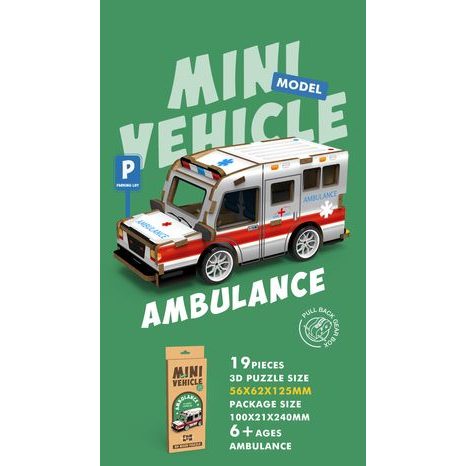 3D PUZZLE DŘEVĚNÉ - SANITKA 13 CM, WIKY KREATIVITA, W035427