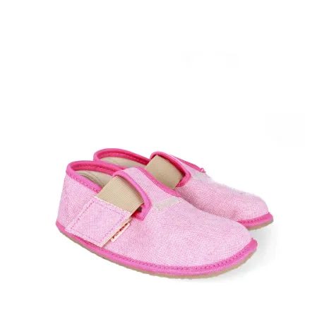 BAREFOOT DÍVČÍ PŘEZŮVKY PEGRES, BF01 TEXTIL, RŮŽOVÁ
