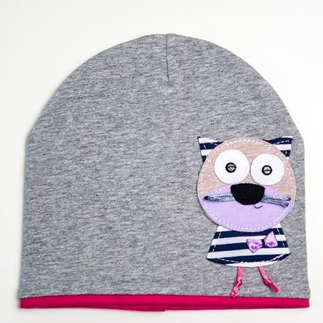 DÍVČÍ ČEPICE ŠEDÁ, RŮŽOVÁ, KOČKA, YELLOW VIOLET, YV0021, ŠEDÁ