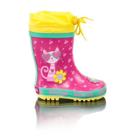 DÍVČÍ HOLÍNKY GUMOVÉ - POTISK KOČKA, PIDILIDI, PL0095-03, RŮŽOVÁ