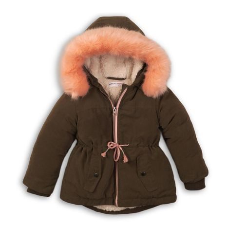 Kabát dievčenský zimný Parka podšitá chlpom, Minoti, TRIP 1, khaki