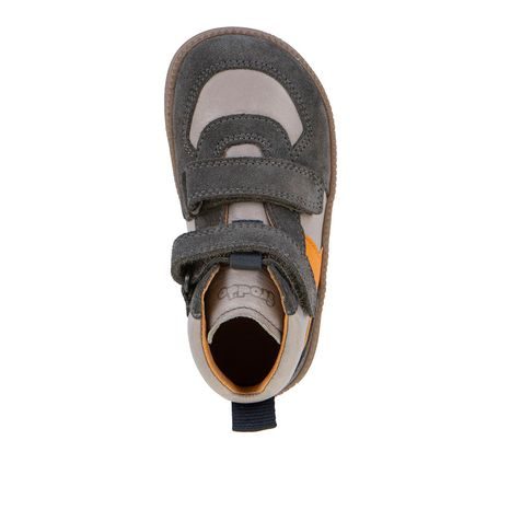 DETSKÉ CELOROČNÉ KOŽENÉ ČLENKOVÉ BAREFOOT TOPÁNKY LOOP HIGH-TOPS GREY FRODDO G2110157-3