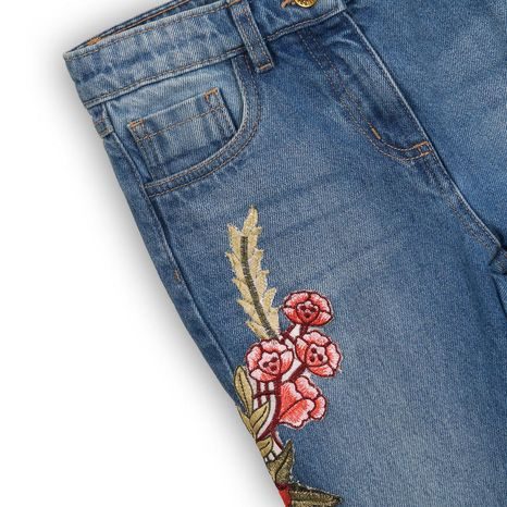 LÁNYOK FARMER NADRÁG HÍMZÉSSEL, MINOTI, UTILITY 9, KÉK