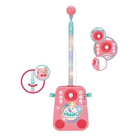 ZENEDOBOZ MIKROFONNAL RÓZSASZÍN 19X8,5X92 CM, WIKY, W013393