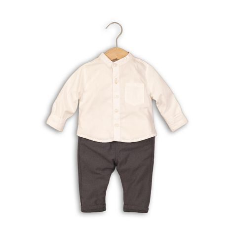 Set pentru sugari - pantaloni și cămașă, Minoti, GREY 3, băiat