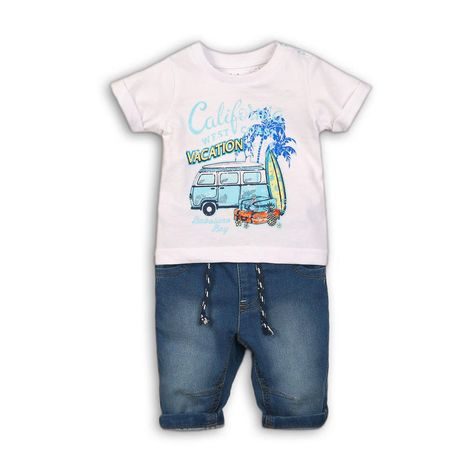 Dojčenský set: džínsy, tričko, Minoti, oceanside 7, světle modrá