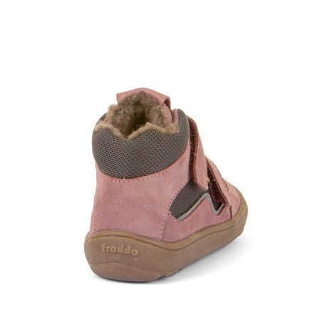 DÍVČÍ ZIMNÍ BAREFOOT BOTY TEX WOOL GRAY PINK, FRODDO, G3110254-6W, RŮŽOVÁ