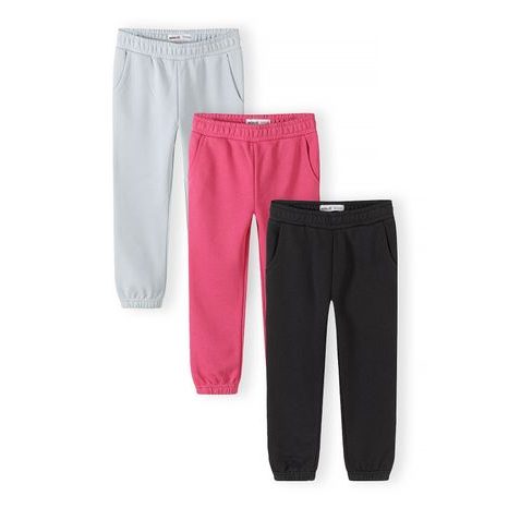 TEPLÁKY DÍVČÍ S ELASTICKÝM PASEM A STAHOVACÍ ŠŇŮRKOU 3PACK MINOTI 30FLEECE153