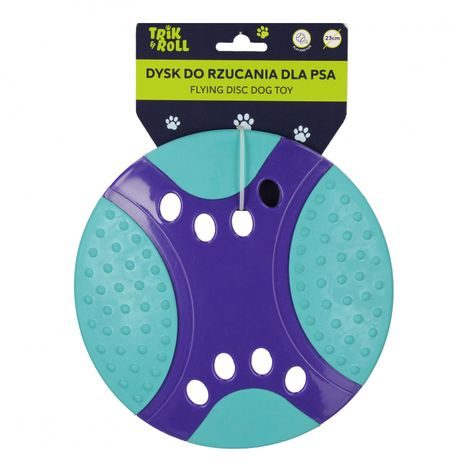 MODRÝ LÉTAJÍCÍ DISK PRO PSY Z PRUŽNÉHO MATERIÁLU O PRŮMĚRU 23 CM